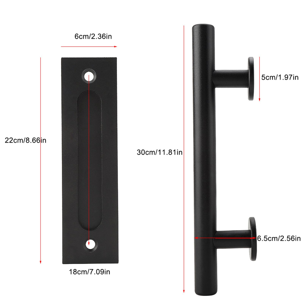 Black Heavy Duty Carbon Steel Sliding Barn Door Closet Pull Handle Wooden Gate Hardware