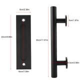 Black Heavy Duty Carbon Steel Sliding Barn Door Closet Pull Handle Wooden Gate Hardware - Extra Image