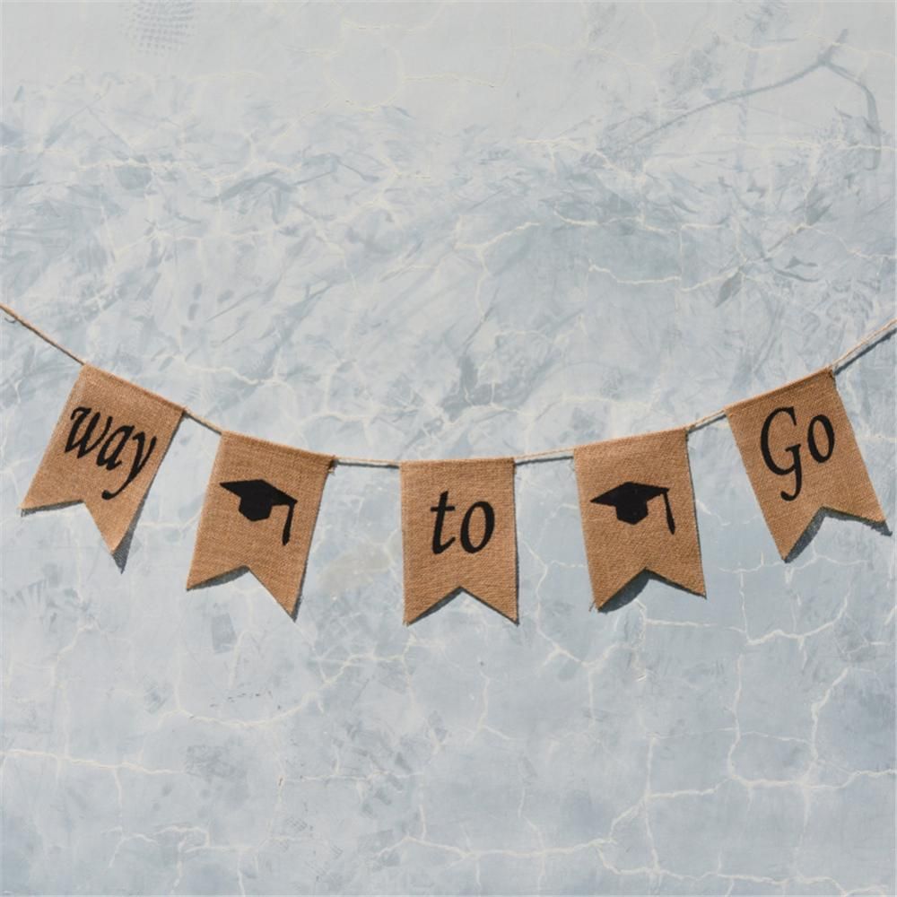 Doctoral Cap Burlap Banner Hanging Linen Swallowtail Flags for Graduation Ceremony Party Decor
