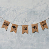 Doctoral Cap Burlap Banner Hanging Linen Swallowtail Flags for Graduation Ceremony Party Decor