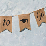 Doctoral Cap Burlap Banner Hanging Linen Swallowtail Flags for Graduation Ceremony Party Decor - Top-Down View