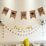 Doctoral Cap Burlap Banner Hanging Linen Swallowtail Flags for Graduation Ceremony Party Decor