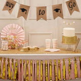 Doctoral Cap Burlap Banner Hanging Linen Swallowtail Flags for Graduation Ceremony Party Decor - Close-Up Angle