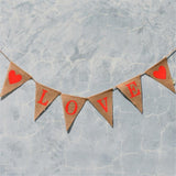 LOVE Triangle Linen Hanging Flags Banner Bunting for Wedding Bridal Shower Proposal Decoration