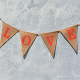 LOVE Triangle Linen Hanging Flags Banner Bunting for Wedding Bridal Shower Proposal Decoration