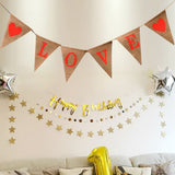 LOVE Triangle Linen Hanging Flags Banner Bunting for Wedding Bridal Shower Proposal Decoration - Close-Up Angle