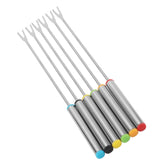 6pcs/Set Stainless Steel Chocolate Cheese Dessert Fondue Pot Forks Kitchen Tool Tableware