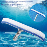 18in Swimming Pool Wall Brush Cleaning Tools Aluminum Handle for Pond Spa Hot Spring Pools - Front View