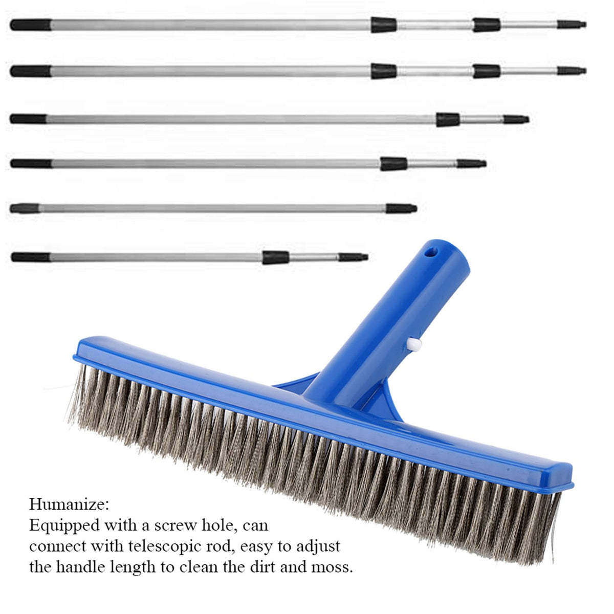 10in Swimming Pool Steel Brush Bottom Walls Cleaning Supplies for Pond Spa Hot Spring