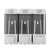 Wall Mounted 3-Chamber Liquid Lotion Shampoo Soap Dispenser Set Bathroom Accessories
