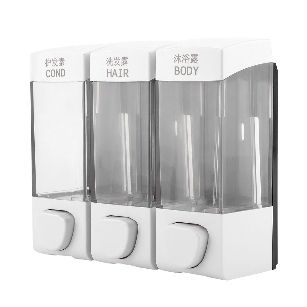 Wall Mounted 3-Chamber Liquid Lotion Shampoo Soap Dispenser Set Bathroom Accessories