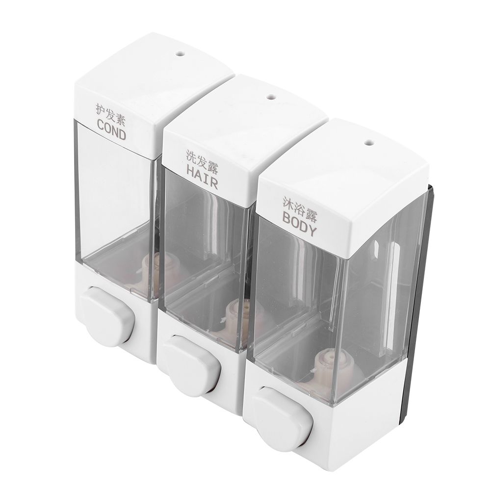 Wall Mounted 3-Chamber Liquid Lotion Shampoo Soap Dispenser Set Bathroom Accessories