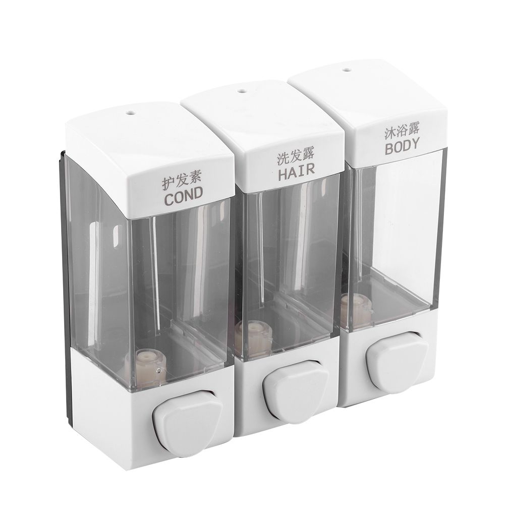 Wall Mounted 3-Chamber Liquid Lotion Shampoo Soap Dispenser Set Bathroom Accessories