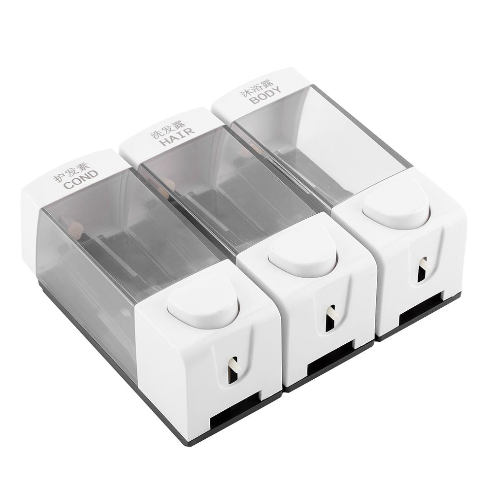 Wall Mounted 3-Chamber Liquid Lotion Shampoo Soap Dispenser Set Bathroom Accessories