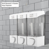 Wall Mounted 3-Chamber Liquid Lotion Shampoo Soap Dispenser Set Bathroom Accessories - Close-Up Angle