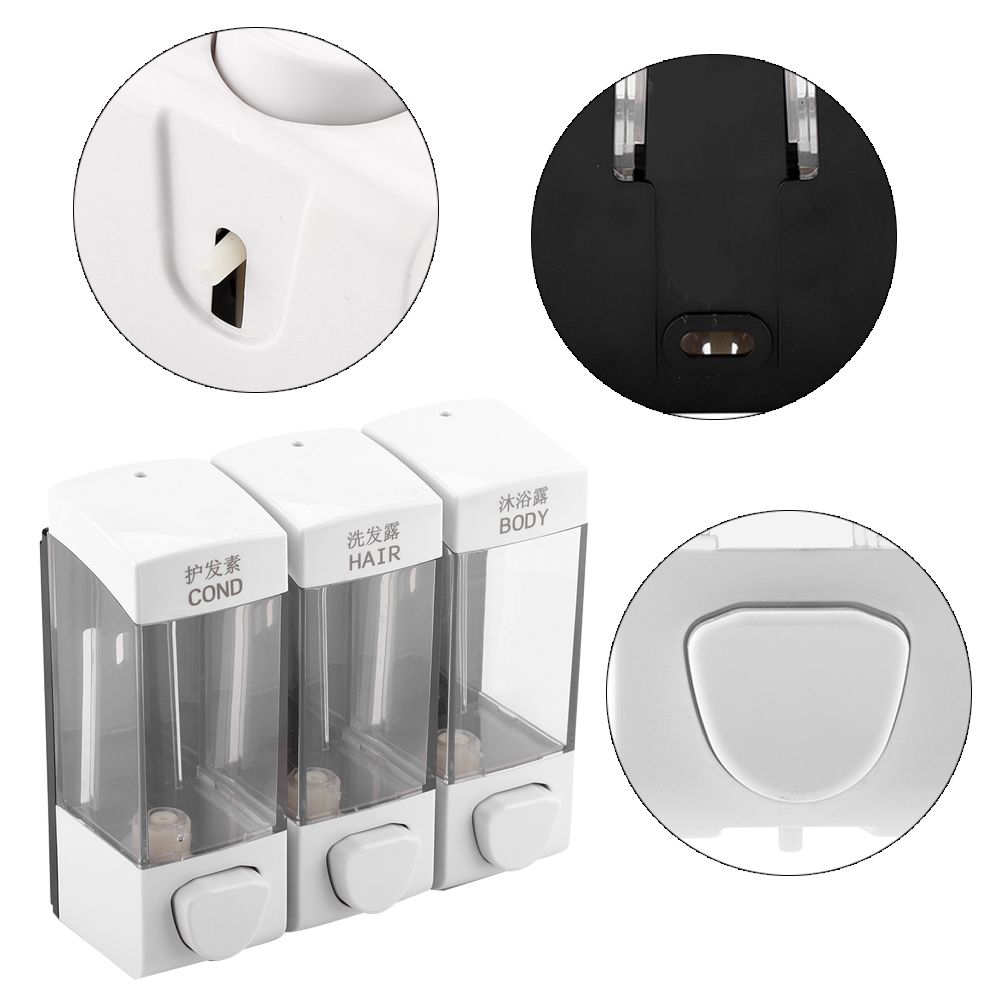 Wall Mounted 3-Chamber Liquid Lotion Shampoo Soap Dispenser Set Bathroom Accessories