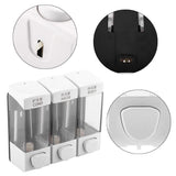 Wall Mounted 3-Chamber Liquid Lotion Shampoo Soap Dispenser Set Bathroom Accessories