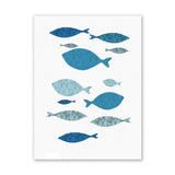 3Pcs Canvas Wall Art Painting Cartoon Fishes Printed Picture Home Office Decor - 45-Degree Angle