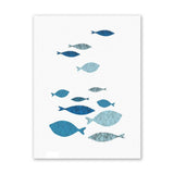 3Pcs Canvas Wall Art Painting Cartoon Fishes Printed Picture Home Office Decor - Rear View