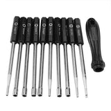 10 PCS Carburetor Adjustment Set Screwdriver Card Tool Splined Pacman Double D Type - Top-Down View