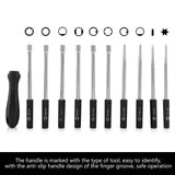10 PCS Carburetor Adjustment Set Screwdriver Card Tool Splined Pacman Double D Type - Rear View
