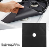 4Pcs Gas Range Stove Burner Covers Protector NOn Stick Oil Protection Mat Kitchen Tool(Black) - Front View