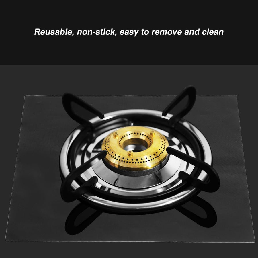 4Pcs Gas Range Stove Burner Covers Protector NOn Stick Oil Protection Mat Kitchen Tool(Black)