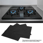4Pcs Gas Range Stove Burner Covers Protector NOn Stick Oil Protection Mat Kitchen Tool(Black)