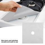 4Pcs Gas Range Stove Burner Covers Protector NOn Stick Oil Protection Mat Kitchen Tool(Silver) - Front View
