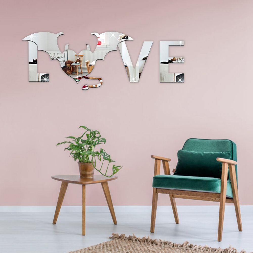 Love and Bat Pattern Wall Sticker for Living Room Backdrop Wall Bedroom