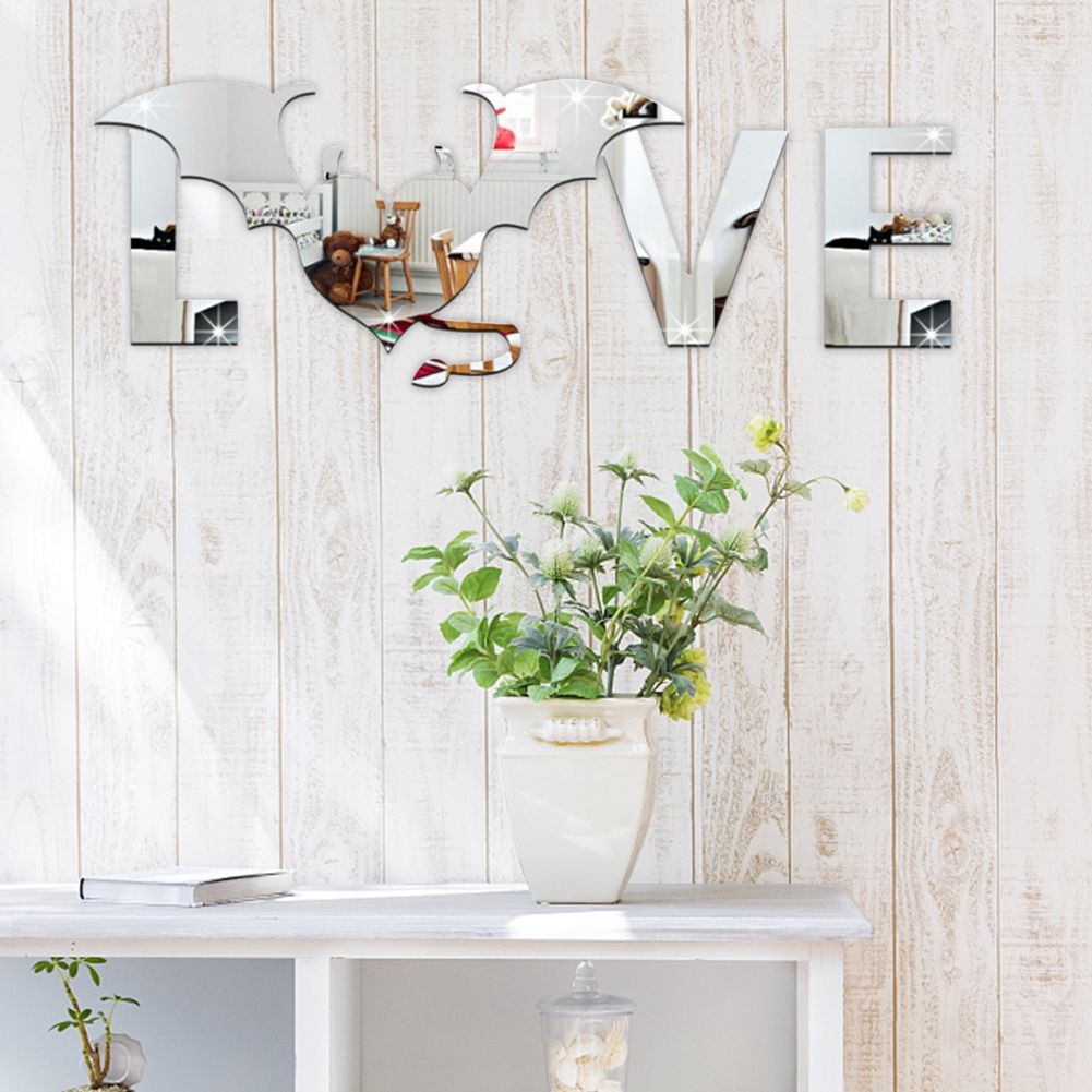 Love and Bat Pattern Wall Sticker for Living Room Backdrop Wall Bedroom
