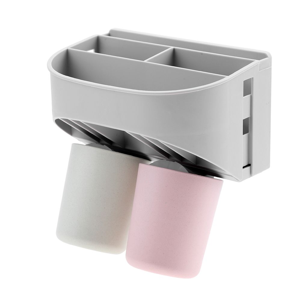Compact Toothbrush Rack Multi-functional Bathroom Organizer Cosmetic Shaver Storage Holder(#1)