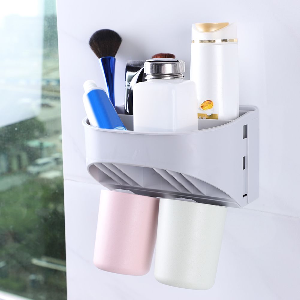 Compact Toothbrush Rack Multi-functional Bathroom Organizer Cosmetic Shaver Storage Holder(#1)