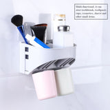 Compact Toothbrush Rack Multi-functional Bathroom Organizer Cosmetic Shaver Storage Holder(#1) - Rear View