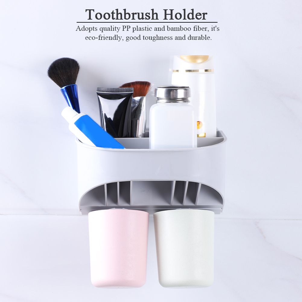 Compact Toothbrush Rack Multi-functional Bathroom Organizer Cosmetic Shaver Storage Holder(#1)