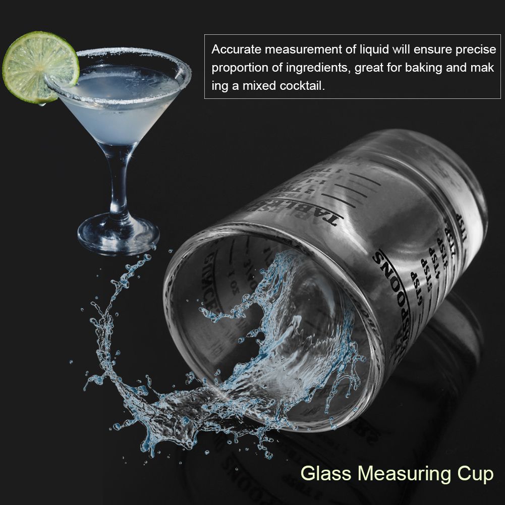 Small Glass Measuring Cup Oz / Ml / Teaspoon / Tablespoon 4 Scales 1ounce 30ml Kitchen Tool