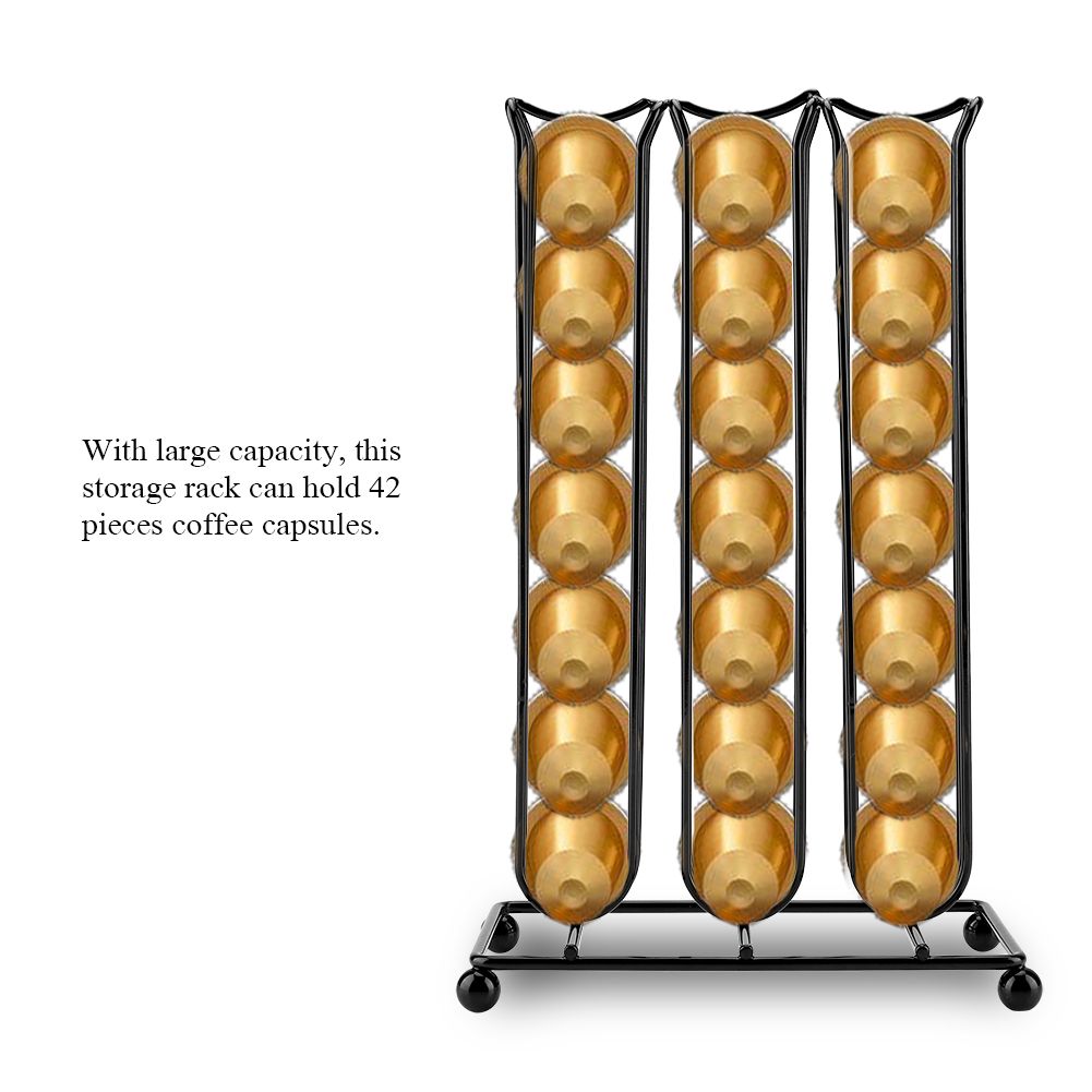 Black Color Chrome Plating Iron Coffee Capsule Storage Rack for Holding 42 Pieces Capsules