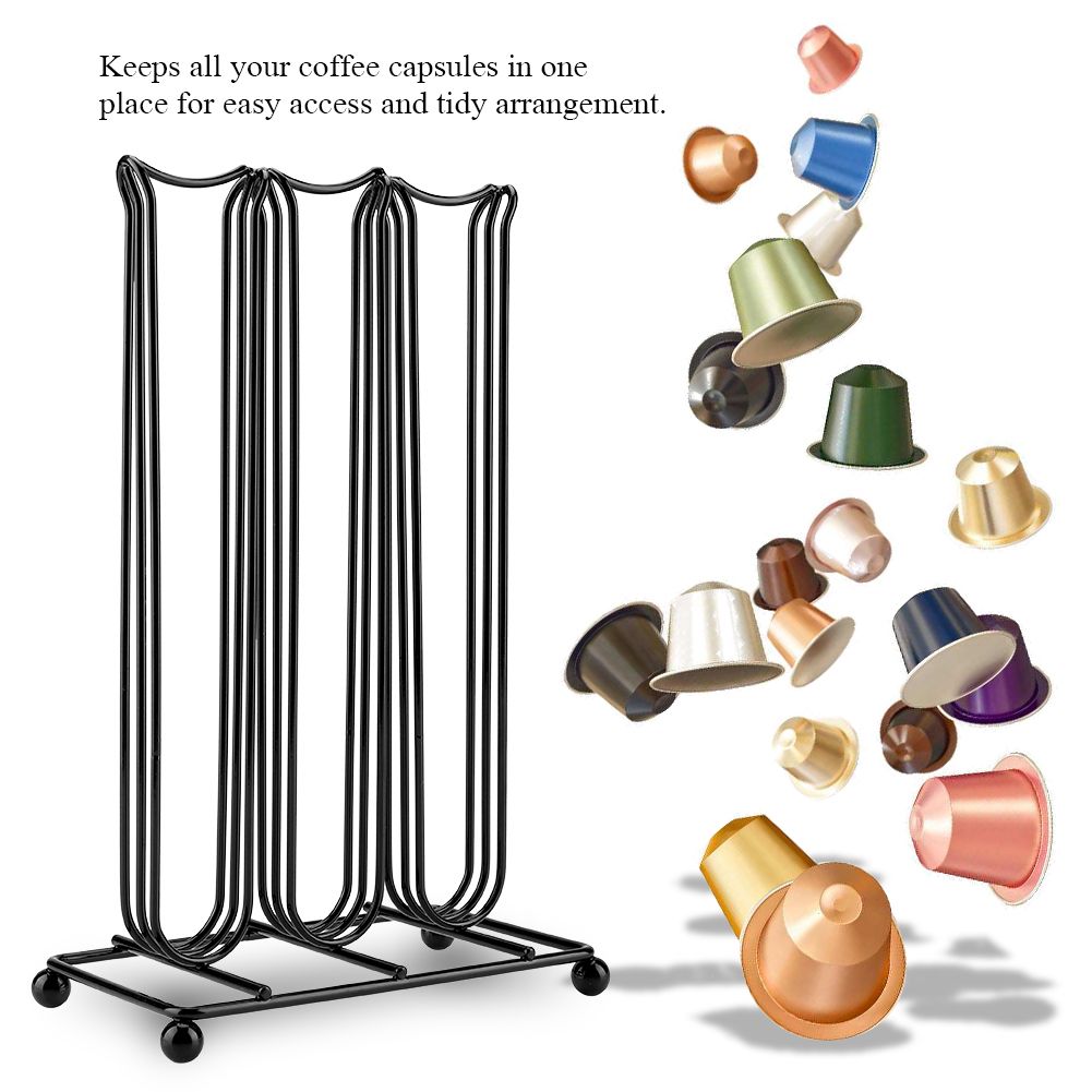 Black Color Chrome Plating Iron Coffee Capsule Storage Rack for Holding 42 Pieces Capsules