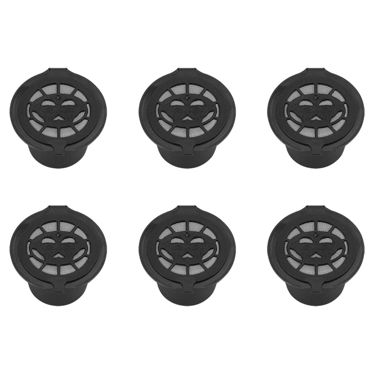 6Pcs Plastic and Stainless Steel Refillable Reusable Coffee Capsule Filters Baskets Replacement