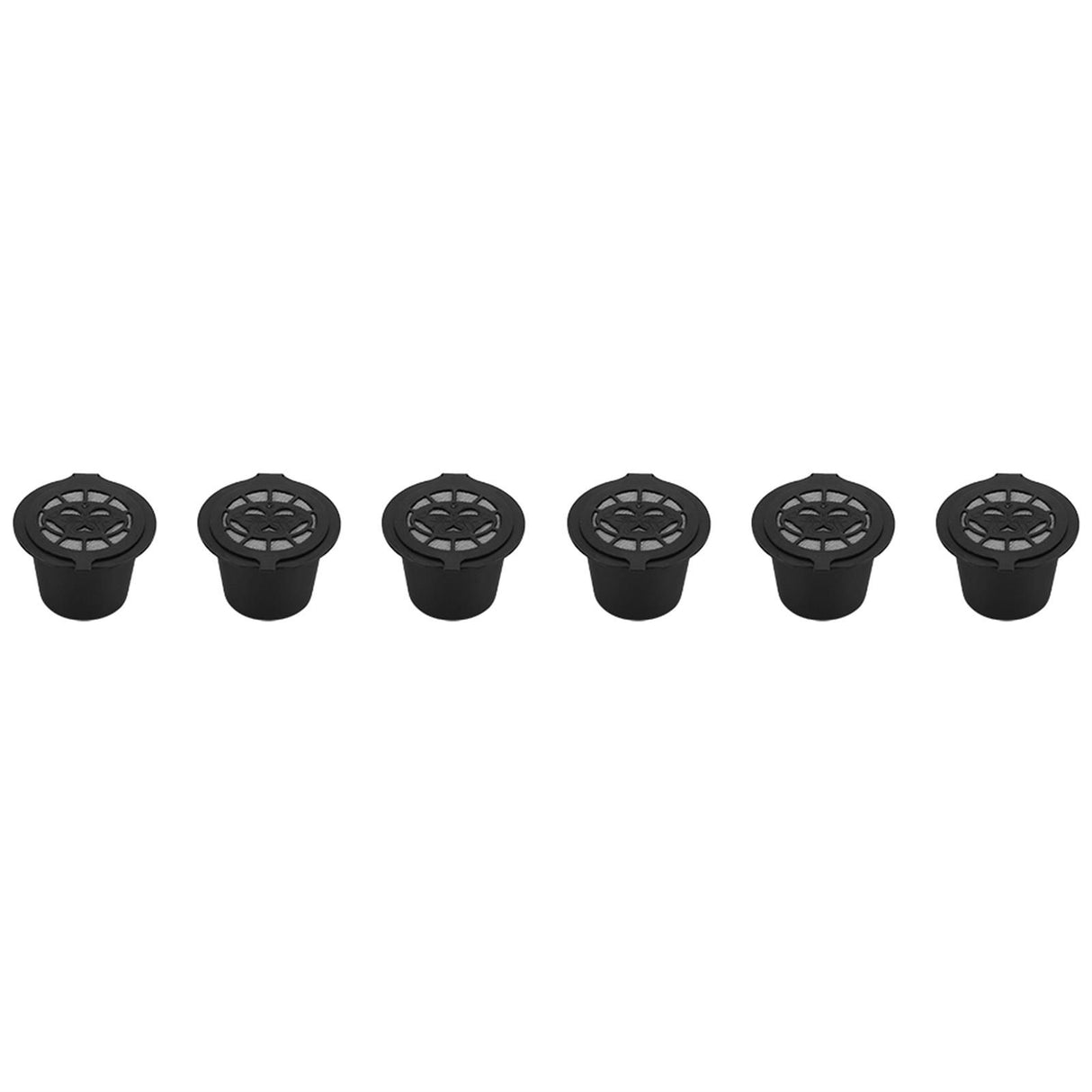 6Pcs Plastic and Stainless Steel Refillable Reusable Coffee Capsule Filters Baskets Replacement