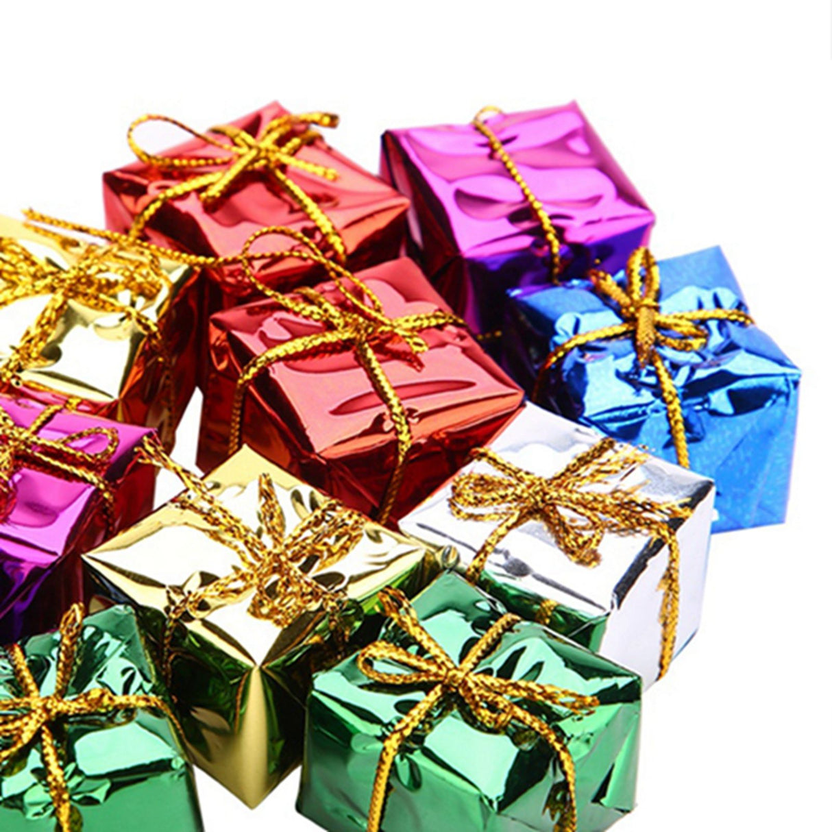 12PCS Gift Box Pendant Hanging Ornament for Christmas Tree Xmas Parties Decor