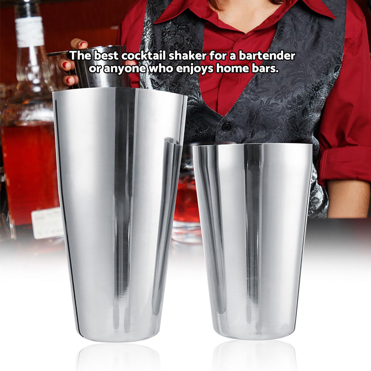 Stainless Steel Wine Cocktail Shaker Set Mixing Making Drinking Container Barware (800/600ml)