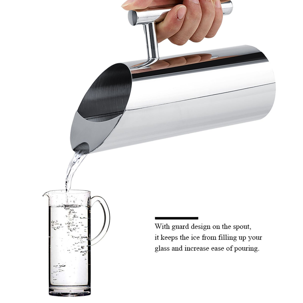Stainless Steel Water Jug with Ice Guard Cold Drinking Pitcher Home Hotel Serving Tool (1.5L)