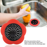 Flower Shaped Plastic Basin Sink Strainer Drain Stopper Kitchen Bathroom Accessories (Red) - Side View