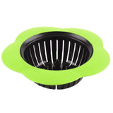 Flower Shaped Plastic Basin Sink Strainer Drain Stopper Kitchen Bathroom Accessories (Green) - Top-Down View
