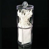1Pc Acrylic Comestic Plastic Round Box Cotton Pad Swabs Makeup Storage Case - Front View