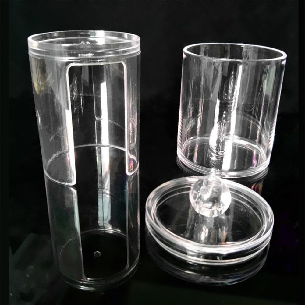 1Pc Acrylic Comestic Plastic Round Box Cotton Pad Swabs Makeup Storage Case