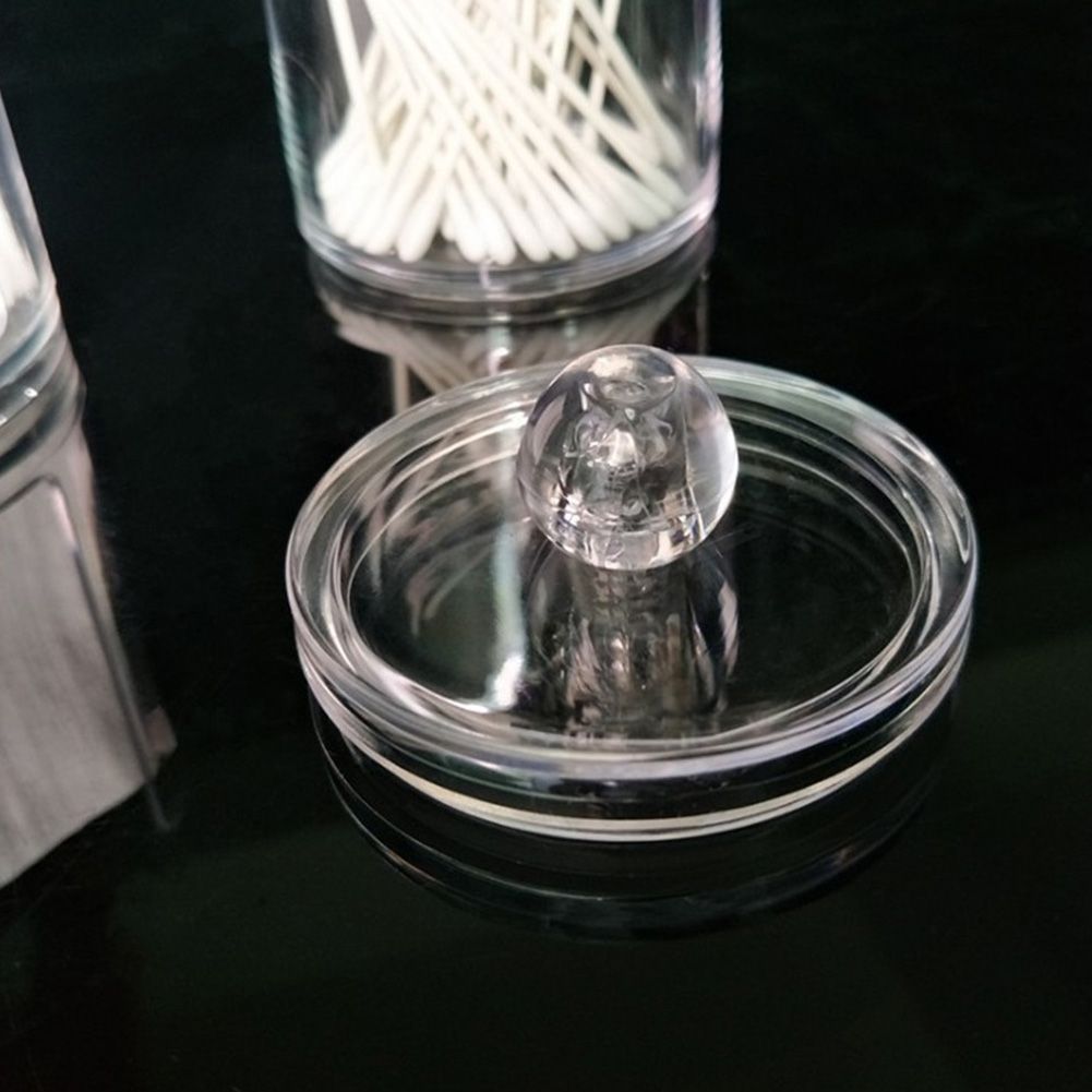 1Pc Acrylic Comestic Plastic Round Box Cotton Pad Swabs Makeup Storage Case