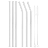 Reusable Eco friendly Glass Drinking Straw with Cleaning Brush Transparent Convenient Tableware