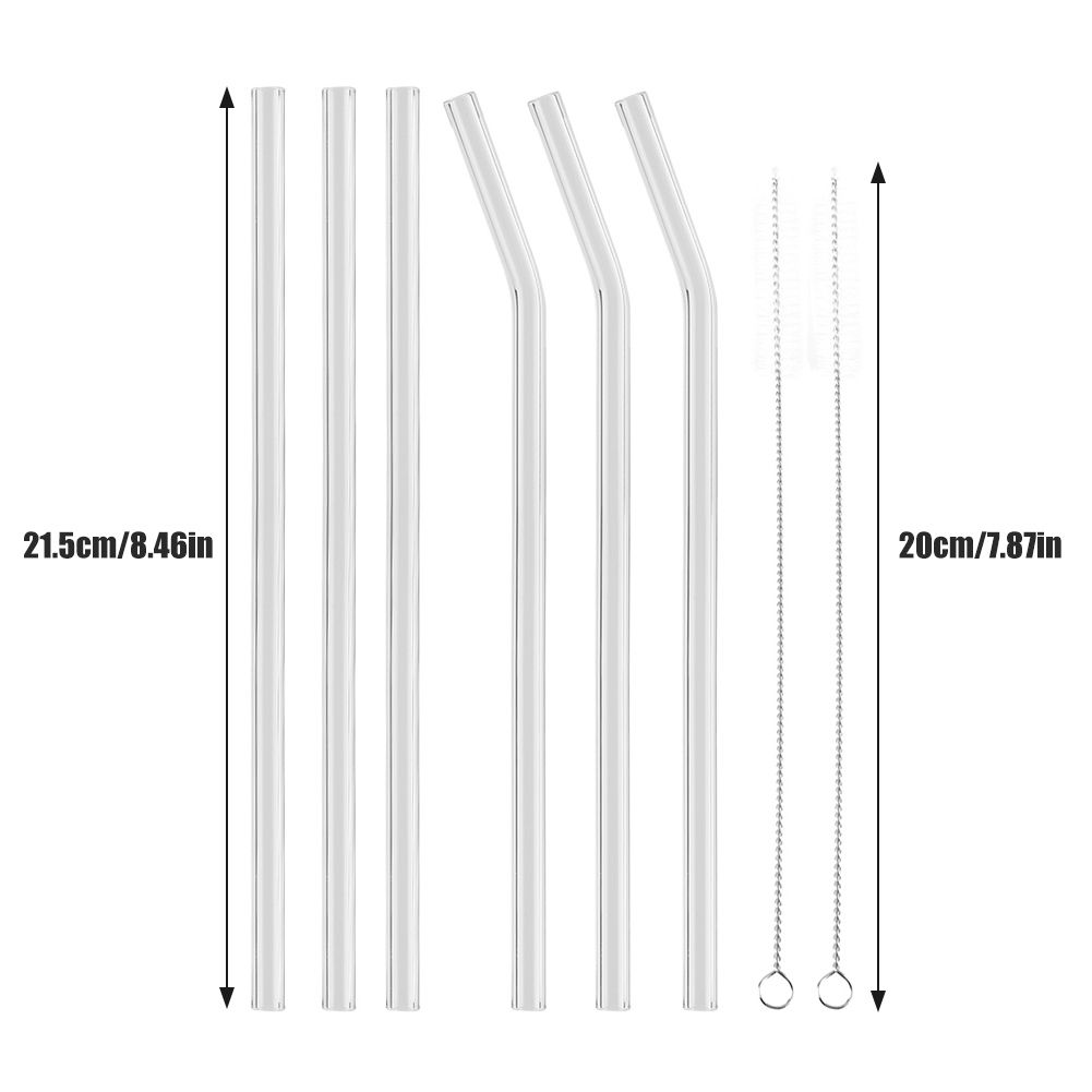 Reusable Eco friendly Glass Drinking Straw with Cleaning Brush Transparent Convenient Tableware
